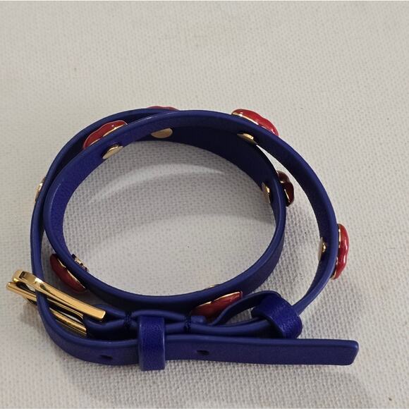 Tory Burch Blue and Red Lips Wrap Bracelet - Picture 6 of 10